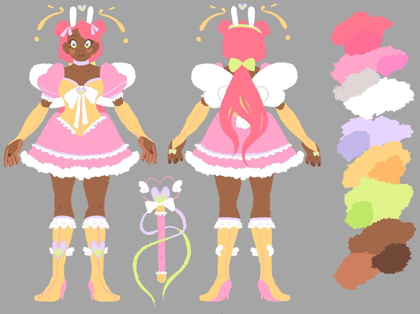 A very basic turnaround for this girlie I designed for my first proper animation project at uni &lt;3
.
.
.
.
.
#magicalgirldesign #magicalgirlcharacterdesign #ualanimation #characterdesign #magicalgirl #characterturnaround