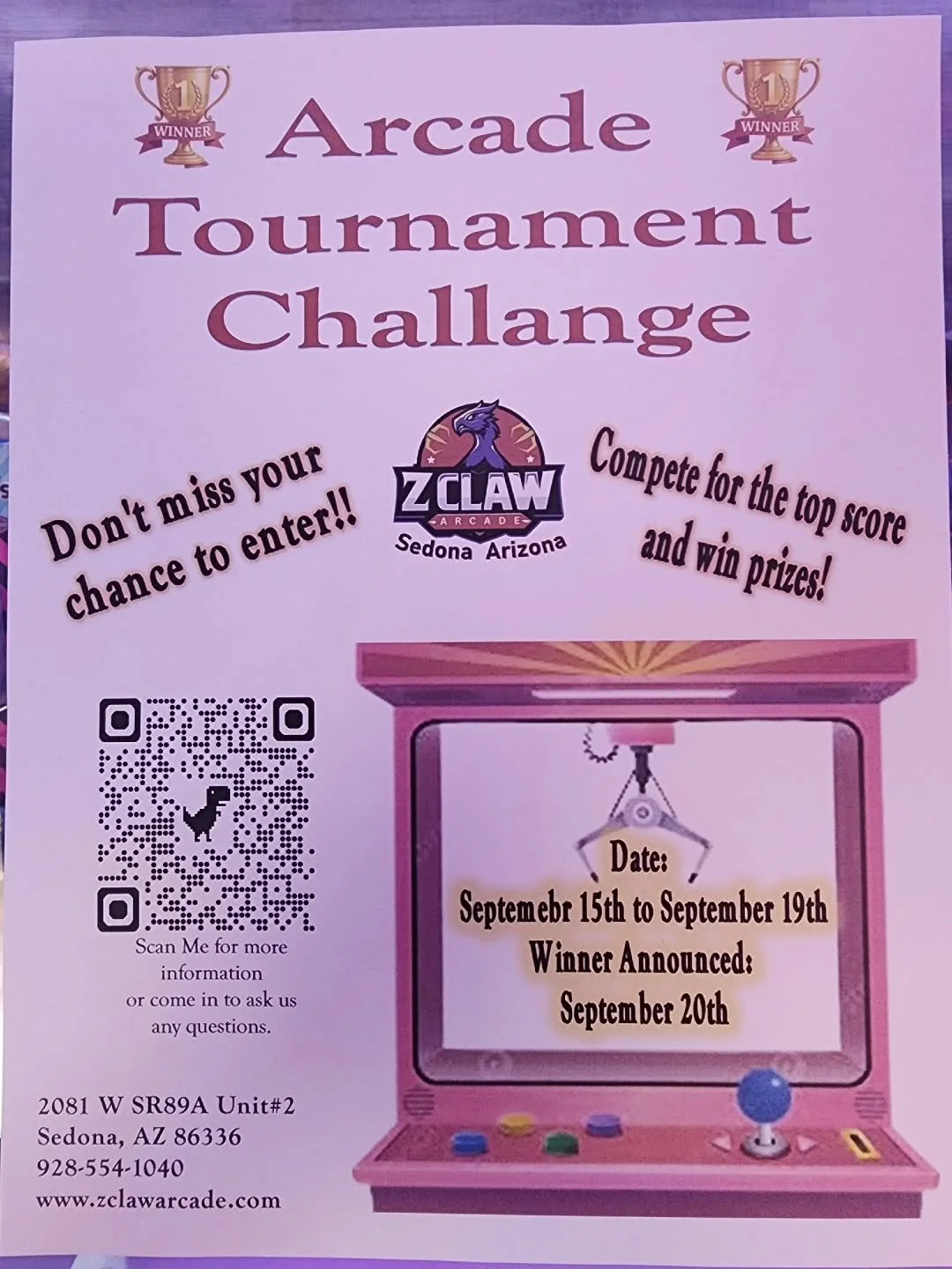 Zclaw arcade challenge 
#tournament #sedona #clawmachine #arcade #arizona