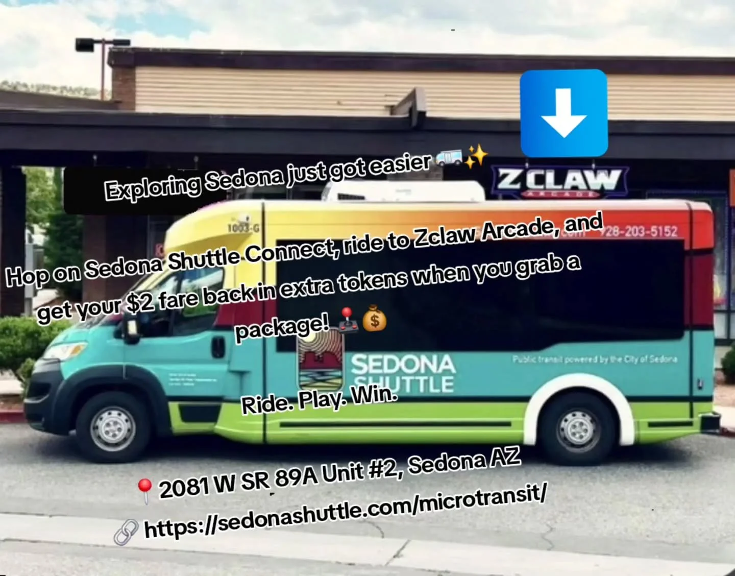Exploring Sedona just got easier&mdash;and more fun! 🚐🎉

Jump on the Sedona Shuttle Connect microtransit service and cruise your way around town. Book your ride and grab passes here: https://sedonashuttle.com/microtransit/

Make Zclaw Arcade your s