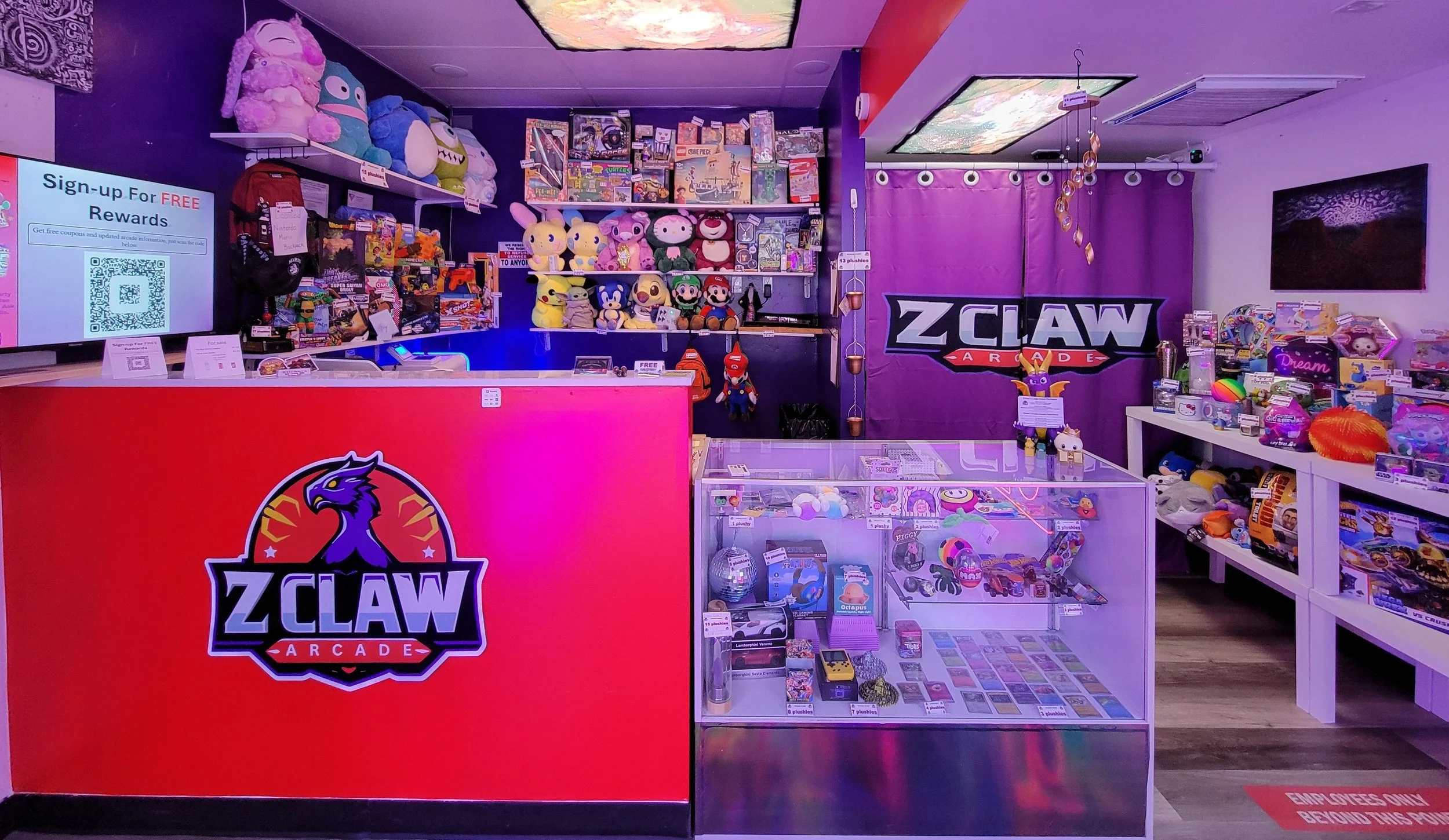 Zclaw Arcade | Video games arcade | Pokémon cards | Lego | Kuromi | TMNT | Spiderman | Batman | Upgrade Prize wall