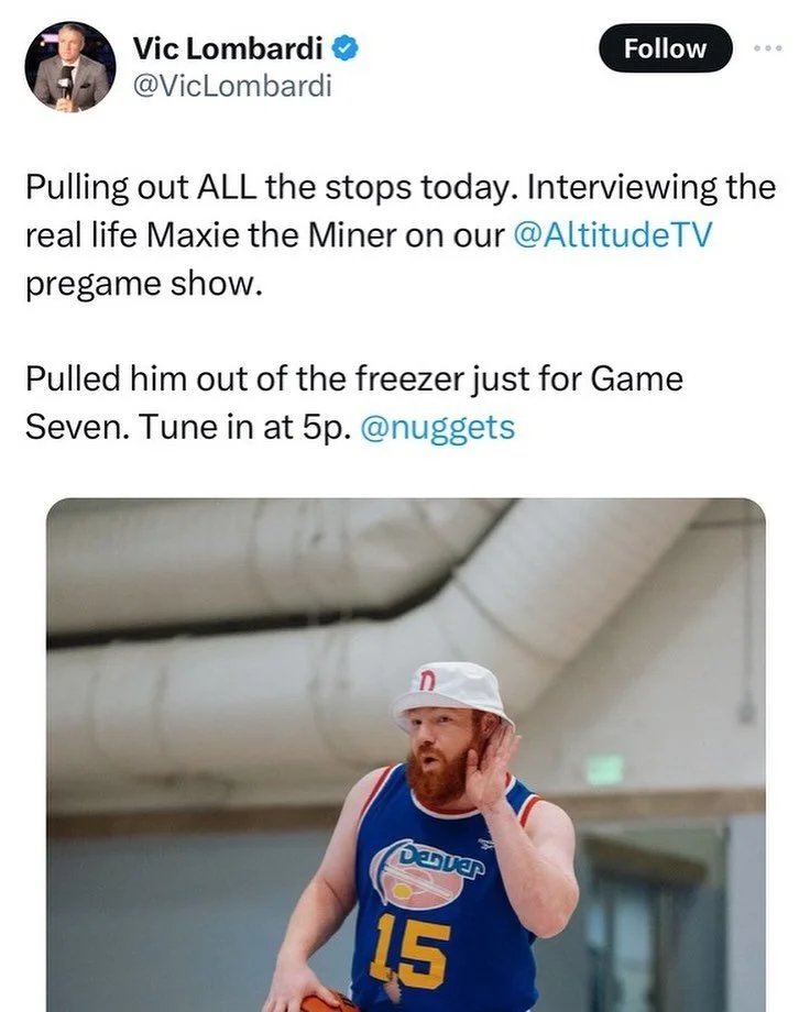 Look out for Maxie Miner on Altitude pregame show at 5pm. Tell your friends!