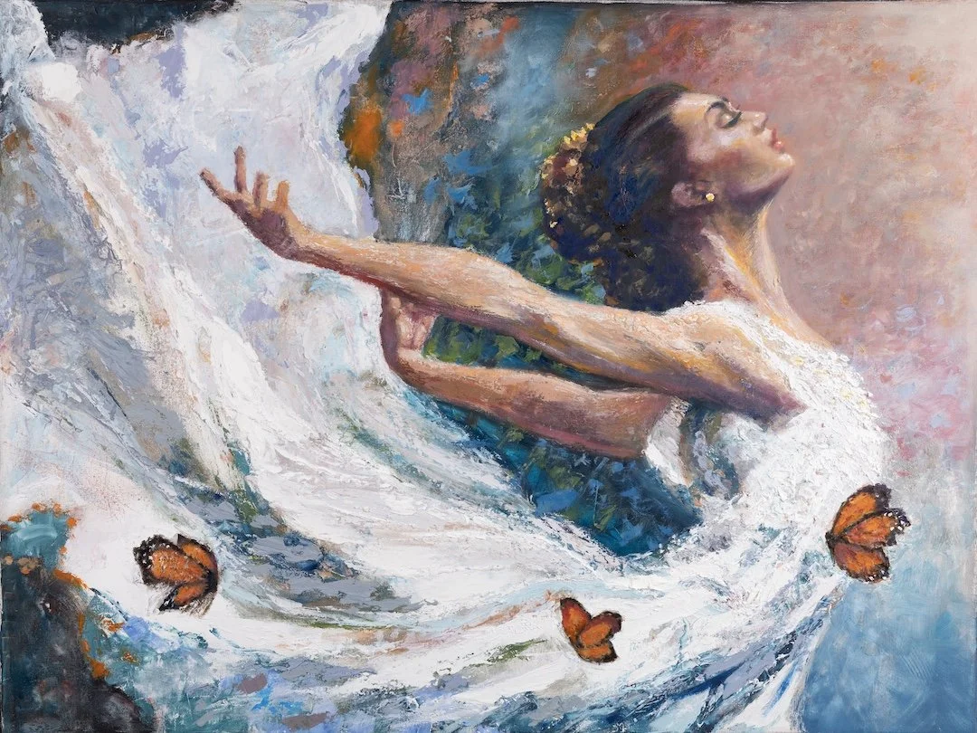 "Flt with Me", 30x40 inch, oil & encaustic