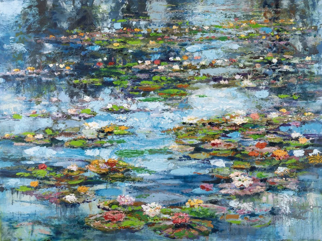 "Water - Lilies Paradise", 30x40 inch, oil & encaustic