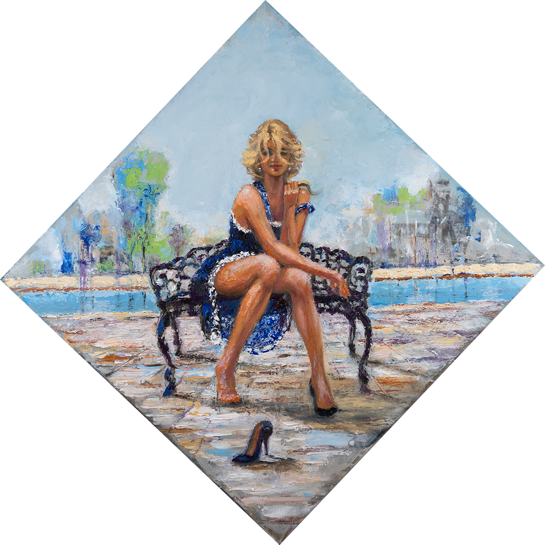 "Diamond in the Rough", 30x30 inch, oil & encaustic