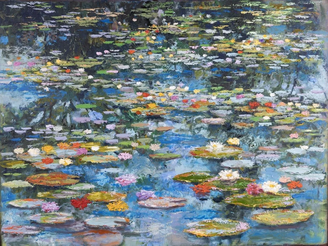 "Pond Wonder", 30x40 inch, oil & encaustic