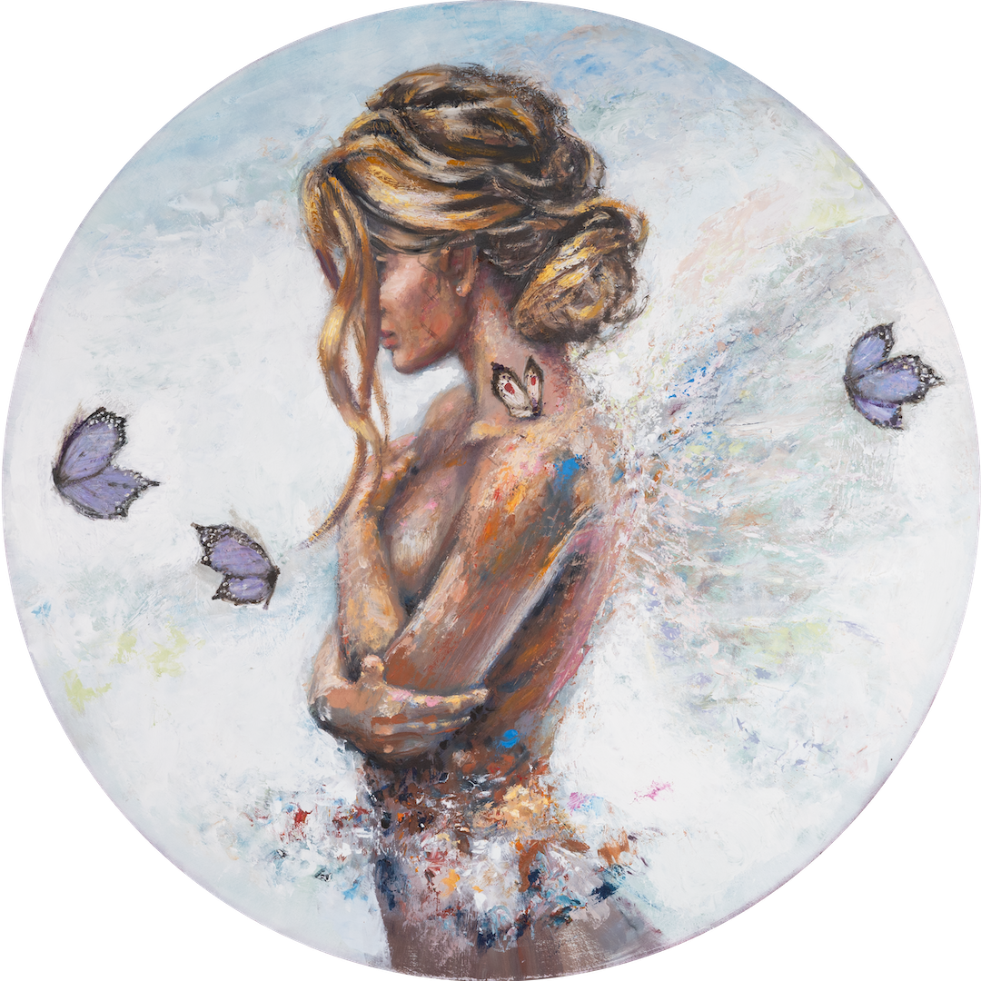 "Unraveled Love", 36x36 inch, oil & encaustic