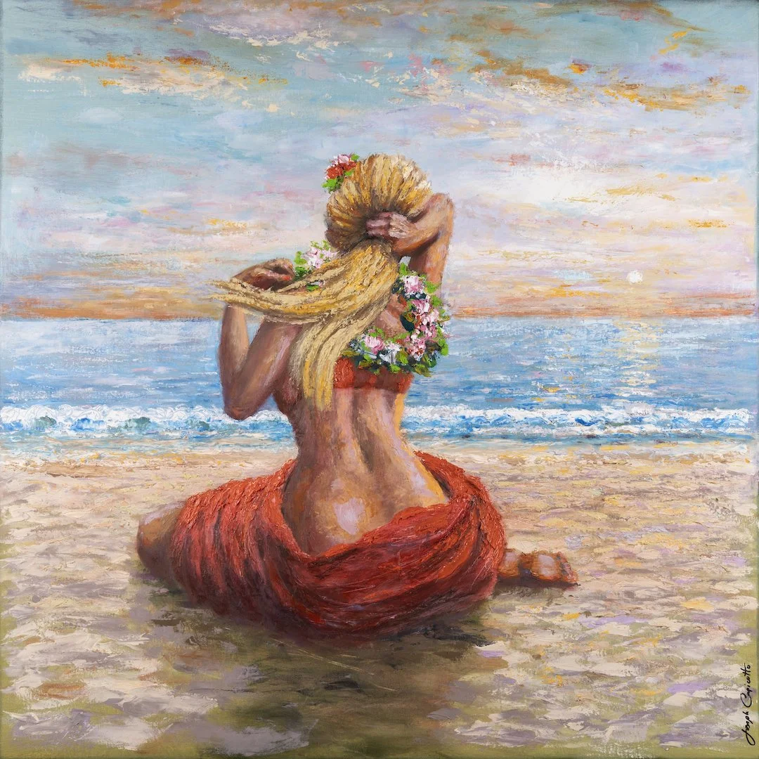 "Golden Girl", 36x36 inch, oil & encaustic