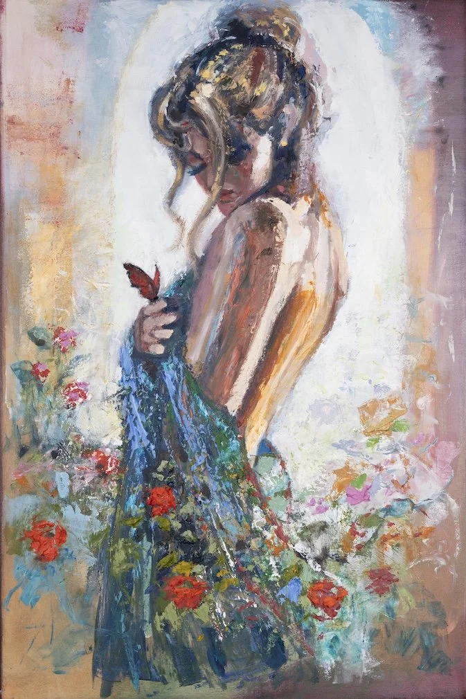 "Precious Touch", 24x36 inch, oil & encaustic