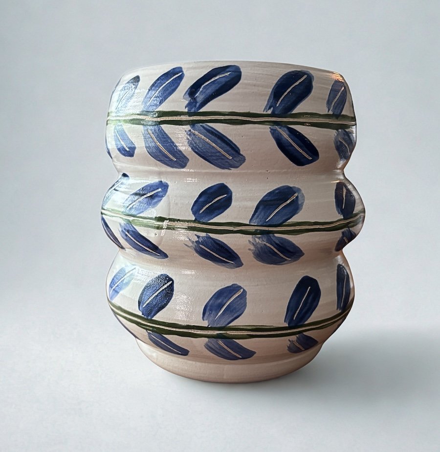 Bluebonnet Leaf Ceramic Vase