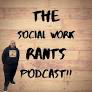 Logo of 'The Social Work Pants Podcast' with a dark background and white text