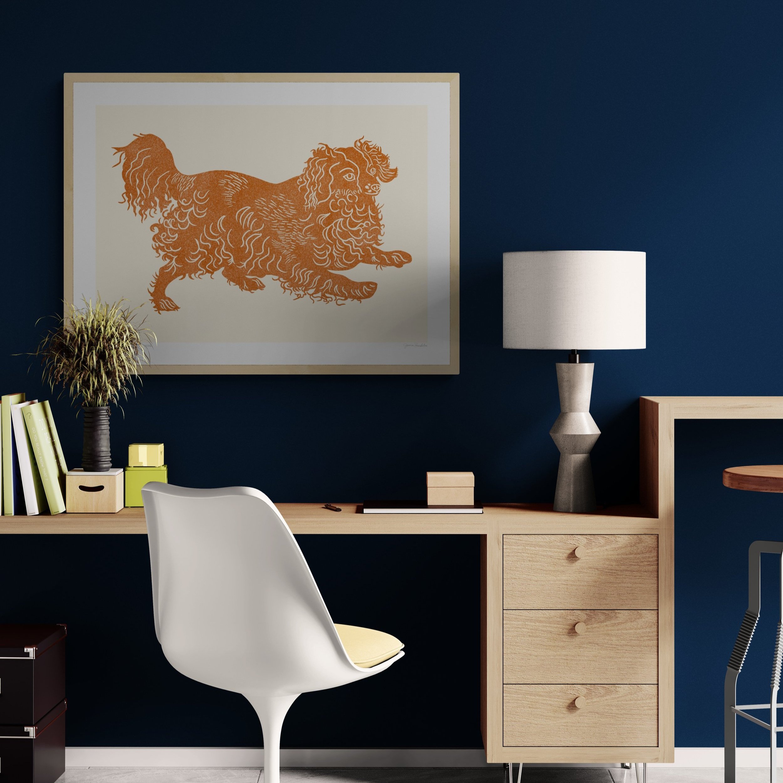 A+Blenheim+Spaniel+in+Toffee+-+Navy+Wall+Office.jpg