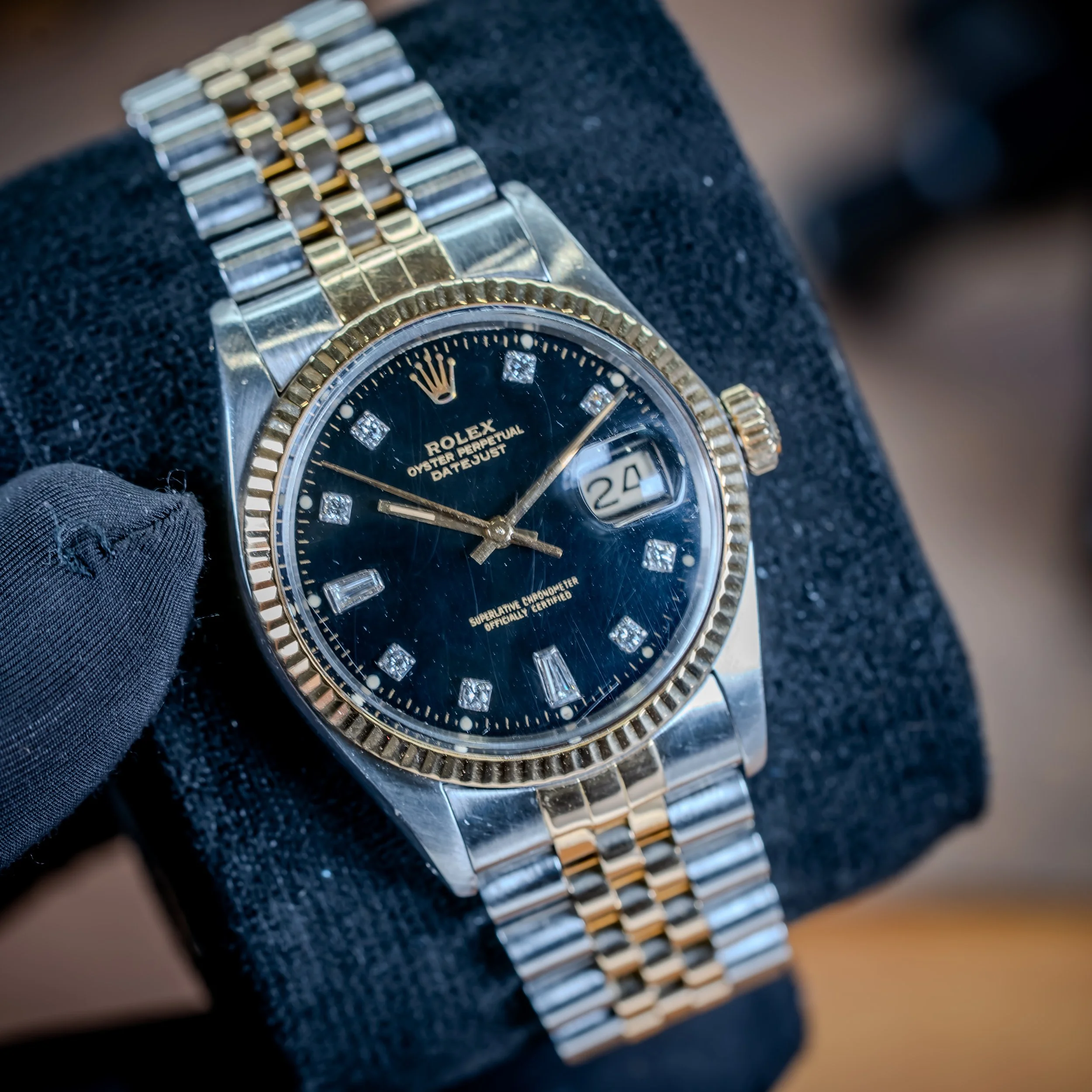 Rolex Datejust 16013 Aftermarket Black Diamond Dial