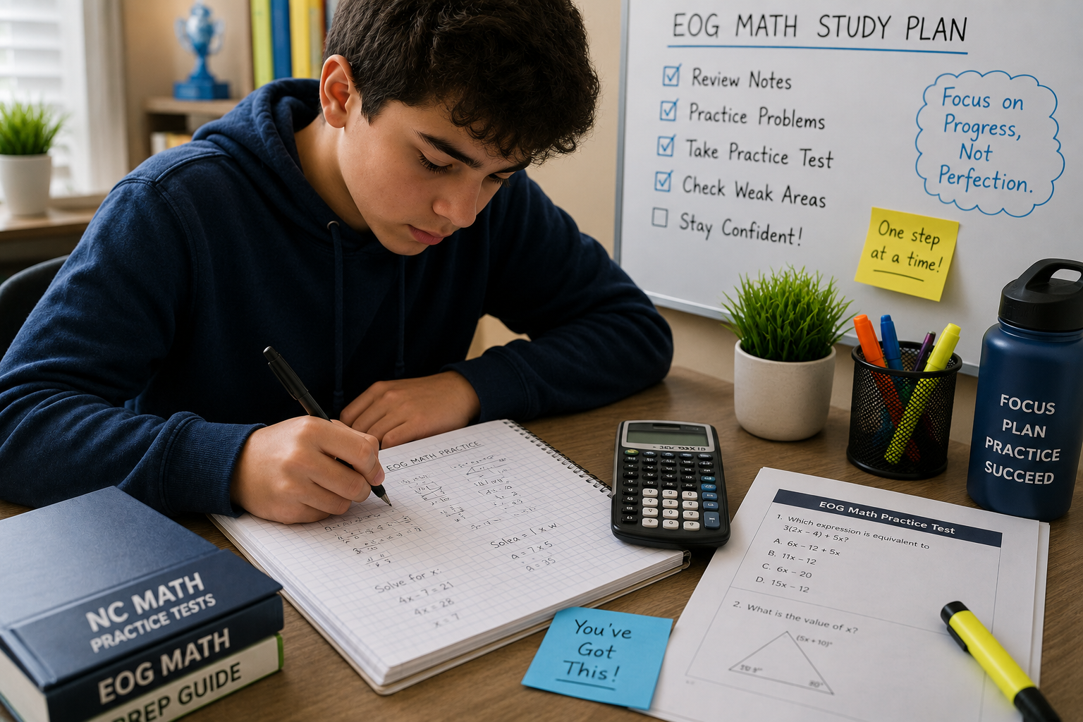 student working on EOG prep