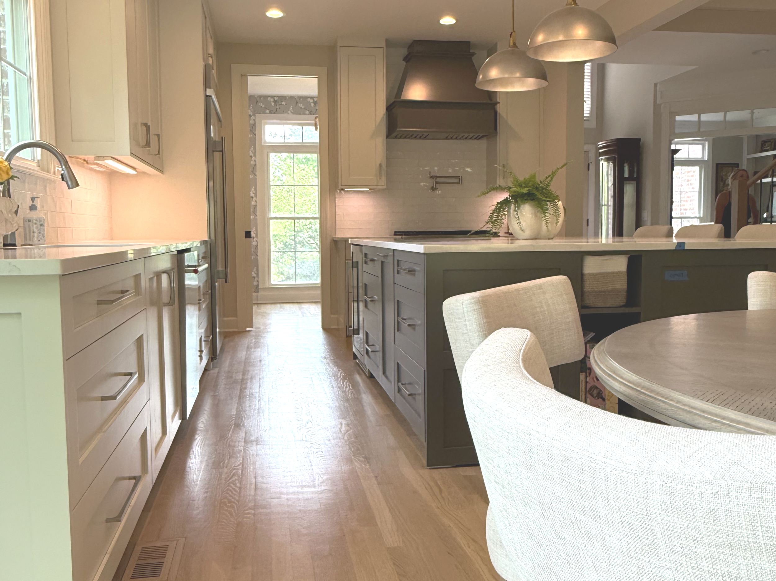 Urbane Bronze Kitchen Island, kitchen design kitchen remodel new bar stools, designer hood, kitchen design, backsplash, large island  