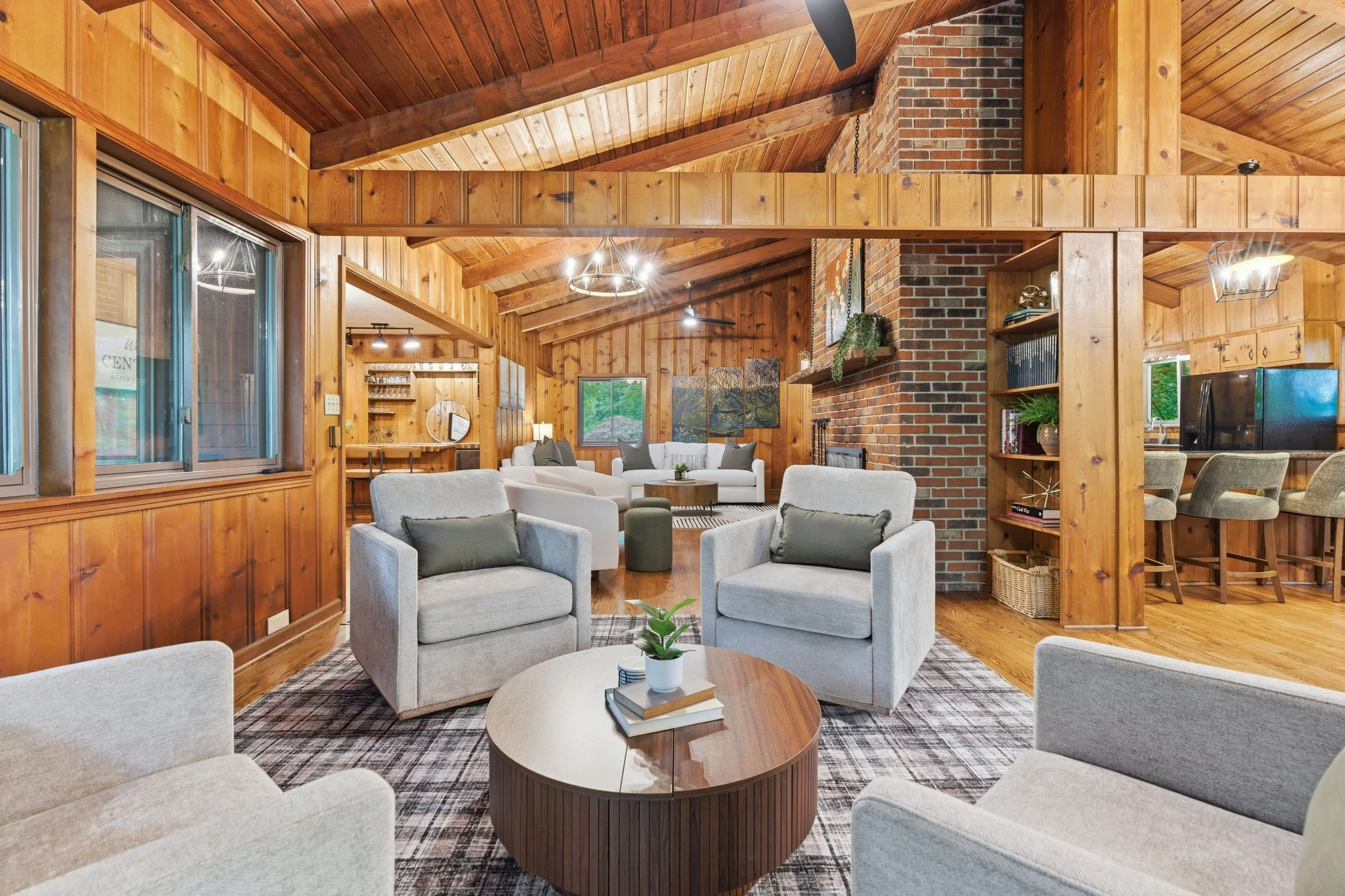 Custom entertainment space designed for Airbnb guests to gather and relax.