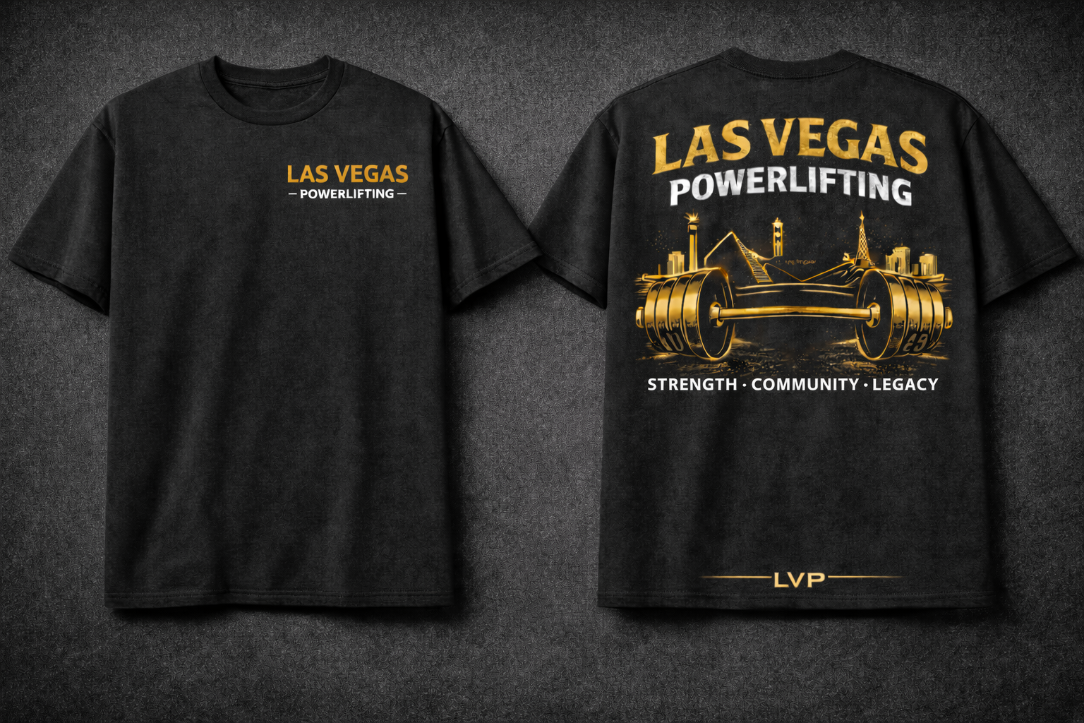 BLACK LAS VEGAS POWERLIFTING T-SHIRT