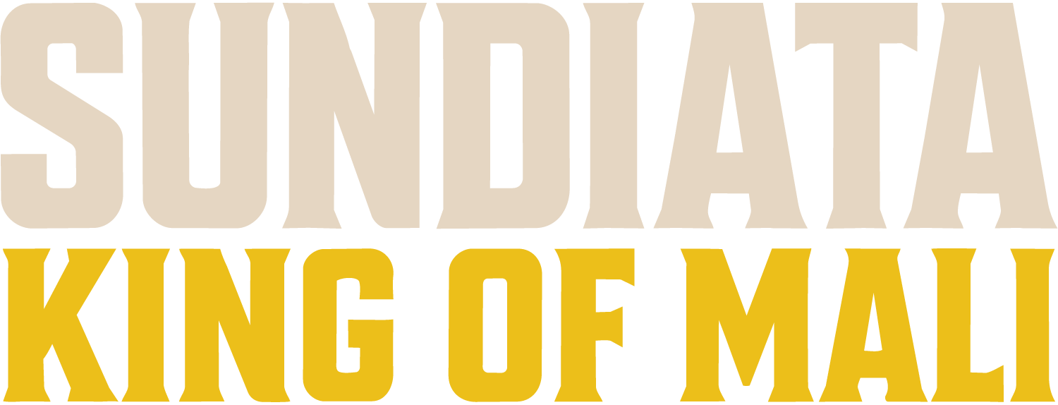 Text graphic that reads 'Sundiata: King of Mali' with 'Sundiata' in large beige letters and 'King of Mali' in large gold letters.