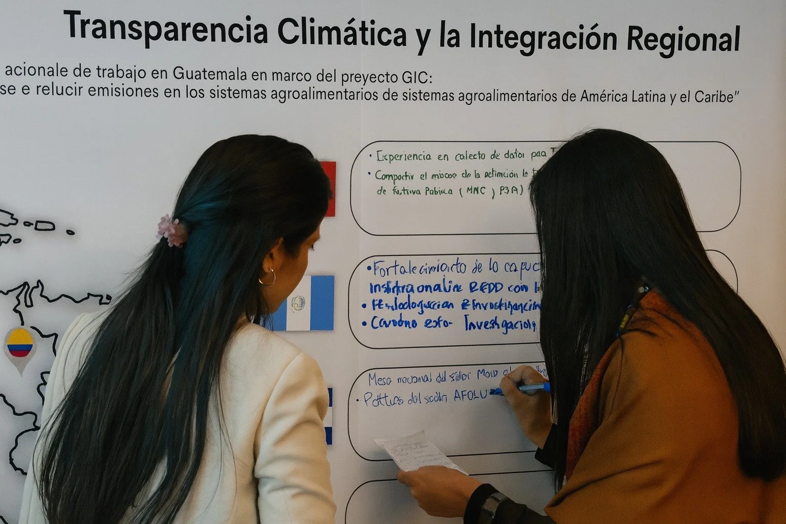 Countries work in groups during the second day of the Regional Workshop to identify needs and gaps in their MRV systems. The results of this diagnosis will be the basis for building a regional roadmap (Sep 2025).