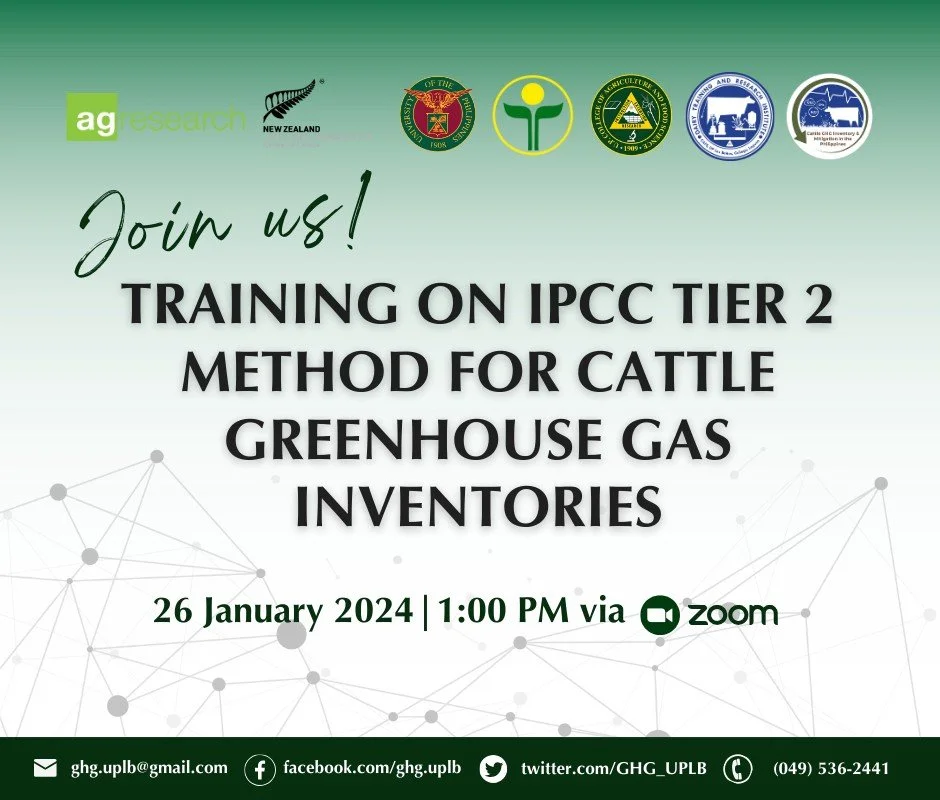 The Training on IPCC Tier 2 Method for Cattle Greenhouse Gas Inventory was held on January 26, 2024 via Zoom. This training  covered methodologies, data collection techniques and reporting procedures needed to accurately assess greenhouse gas emissio
