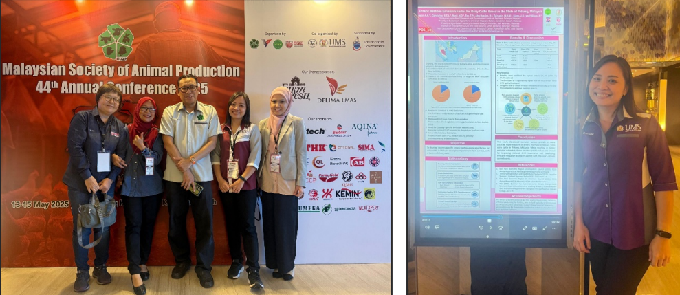 Project results presented at the Malaysian Society of Animal Production 44th
Annual Conference 2025, entitled ‘Enteric Methane Emission Factor for 
Dairy Cattle Breed in the State of Pahang, Malaysia’ (May 13–15, 2025, at the Le Meridien Hotel in Kot