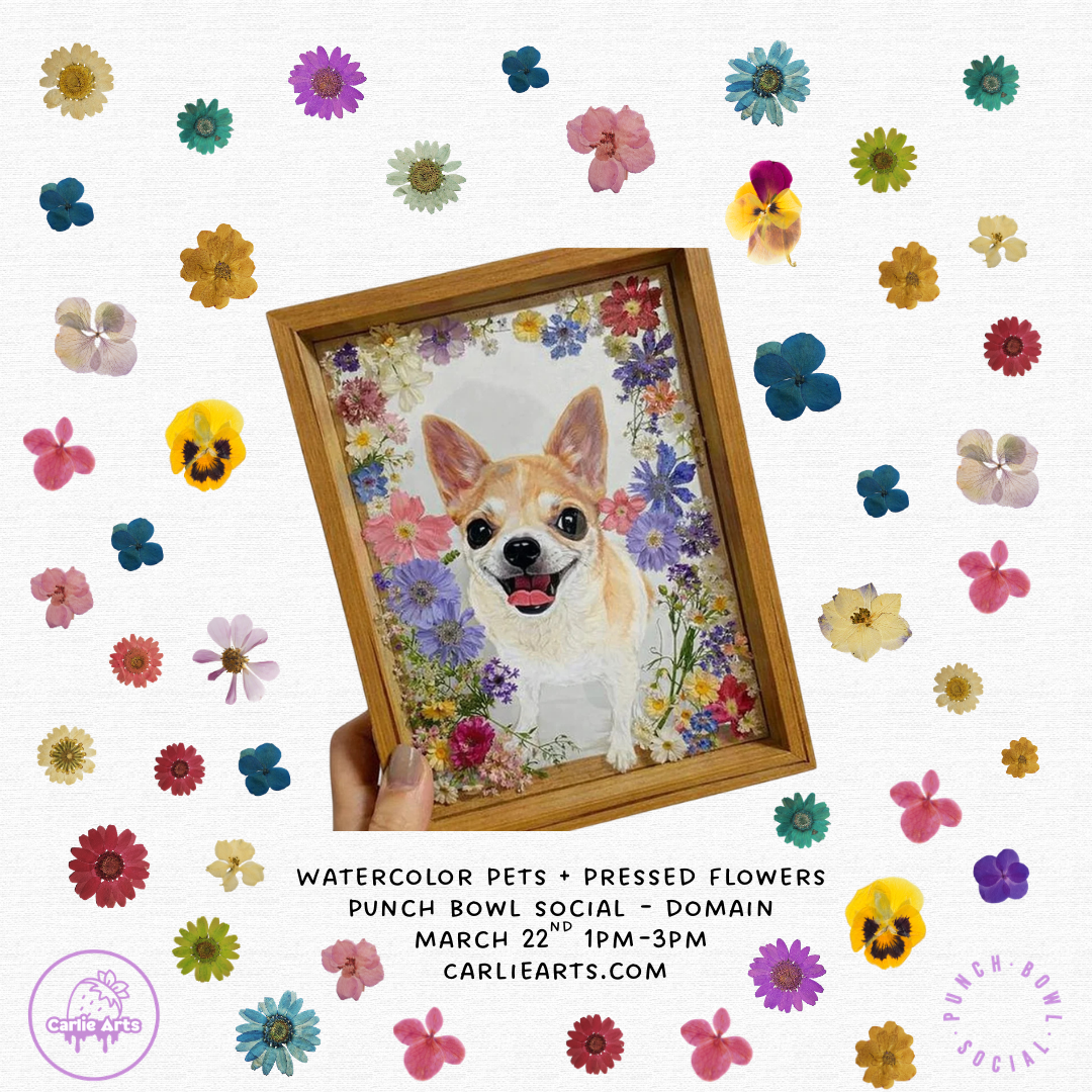 Watercolor Pets + Pressed Flowers