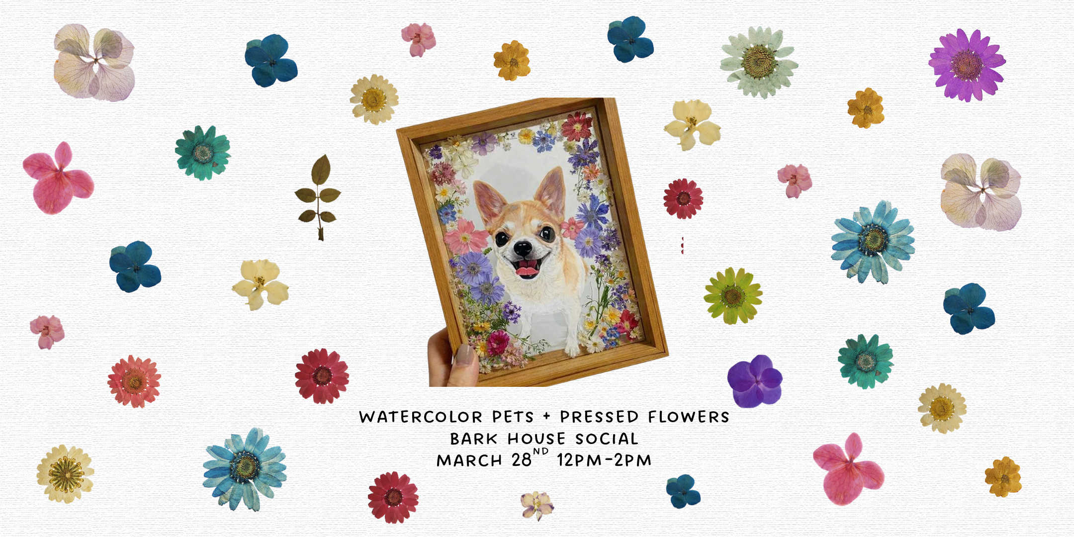 Watercolor Pets + Pressed Flowers