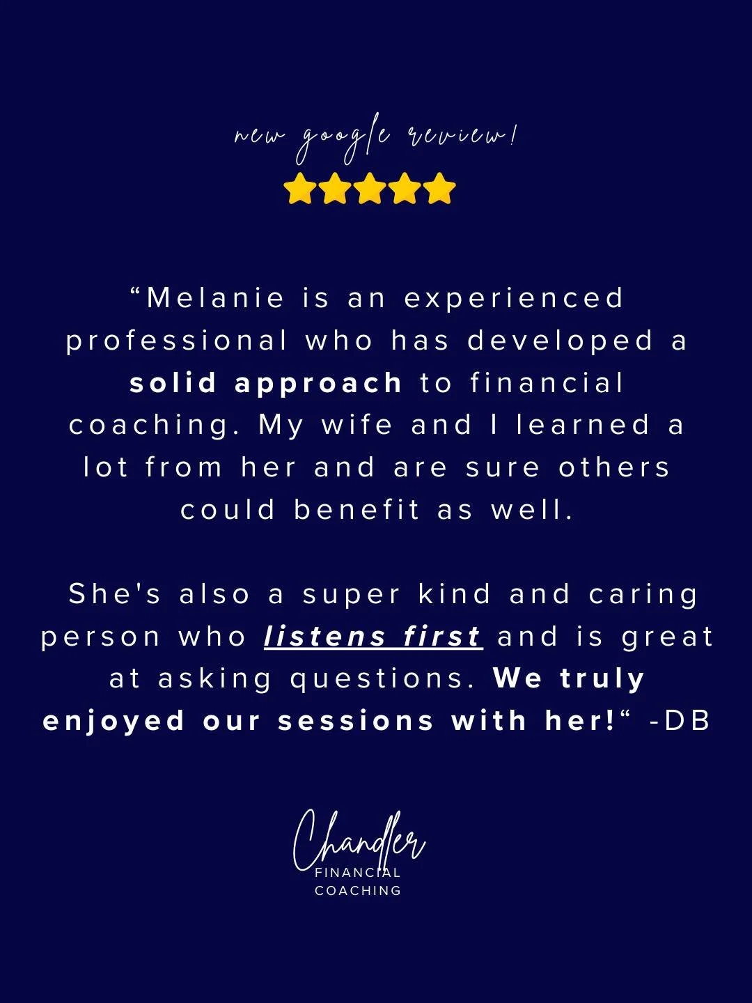 Hearing feedback like this is one of the many reasons I love the work I get to do. 💛
One of the most important parts of financial coaching is being heard. While I do provide strategies, I listen first because the plan we create needs to fit your goa