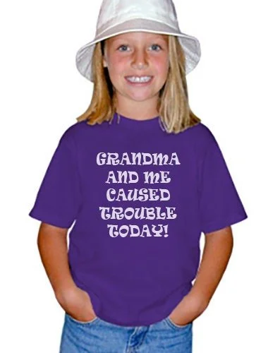 Youth Kids Funny T-Shirt Grandma and Me Caused Trouble Today 100 Percent  Cotton — Grateful Graffix