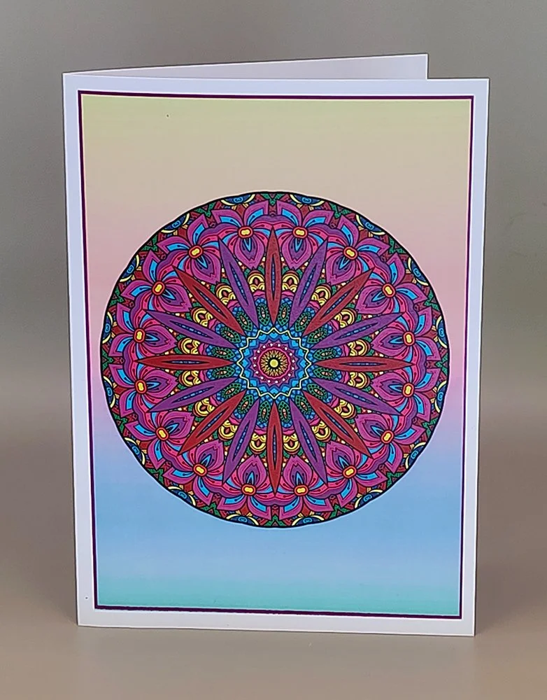Hand Drawn Colored Mandala Greeting Card