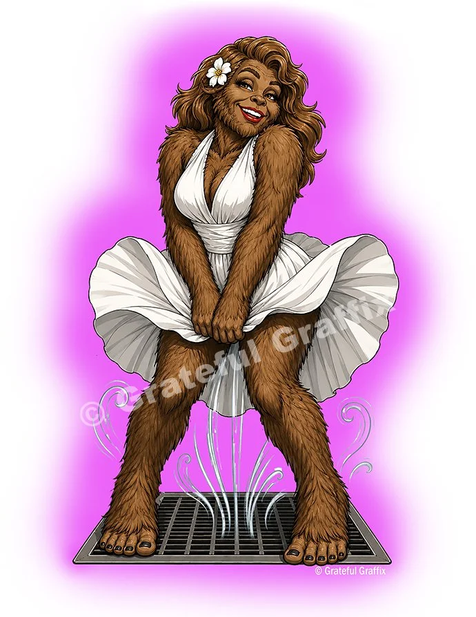 Funny Bigfoot Marilyn Monroe Spoof T-shirt Female Sasquatch Norma Jean Tee Shirt