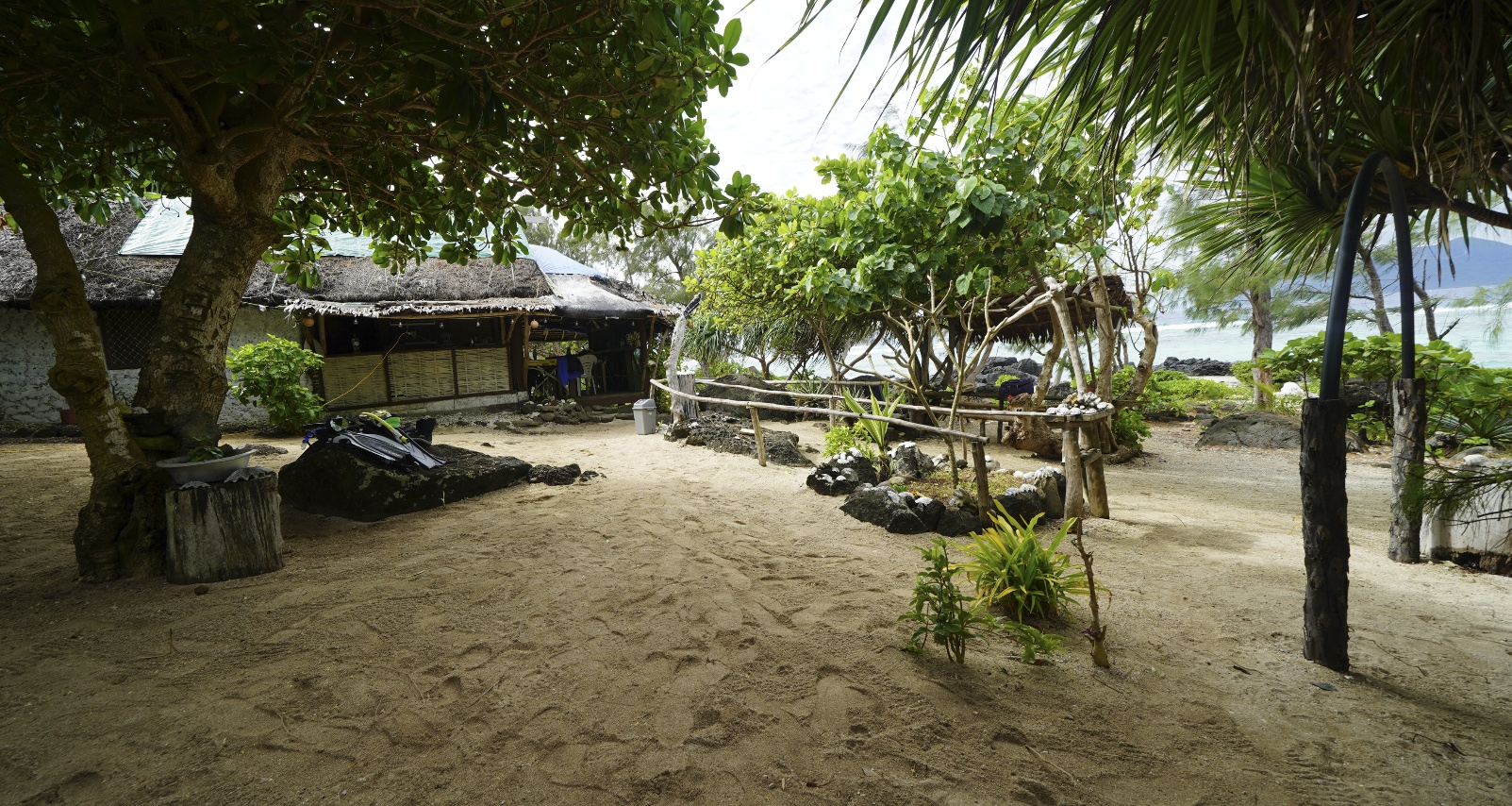 Home base for the UQ and UNSW team on Pele Island (Ocean view bungalows). Photo: Lester Makikon.