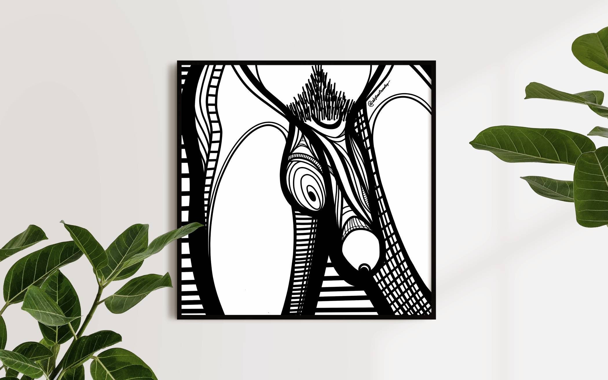 Abstract Penis #13 - Male Nude Illustration Sexy Wall Art Printable Trendy Artwork Digital Print Square Poster INSTANT DOWNLOAD