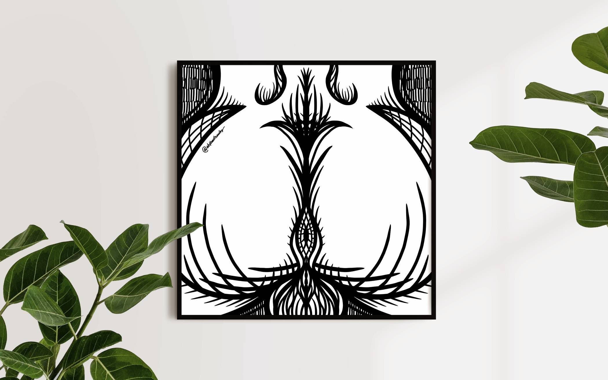 Abstract Butt #6 - Male Nude Illustration Sexy Wall Art Printable Trendy Artwork Digital Print Square Poster INSTANT DOWNLOAD