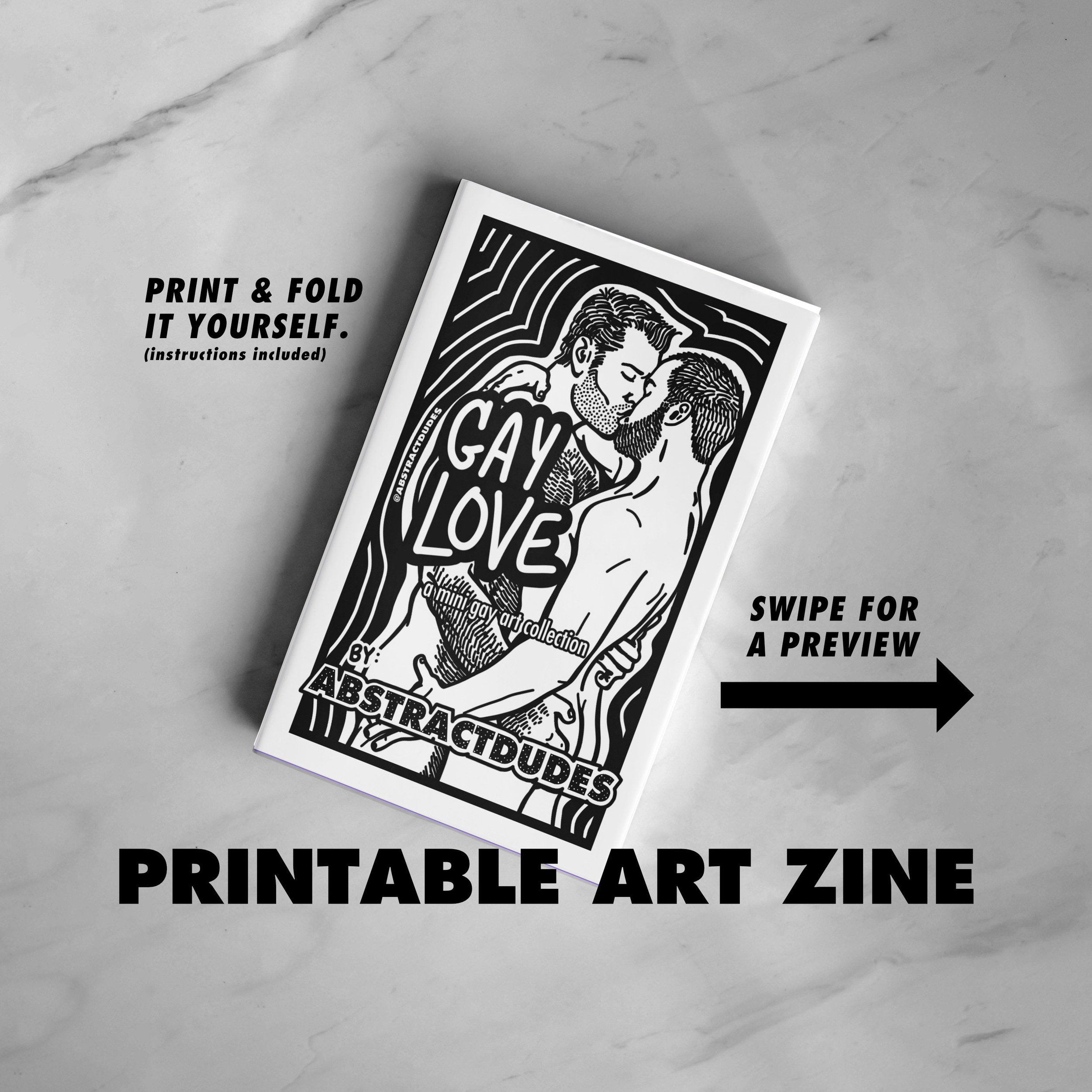Gay Love Zine: A Mini Gay Art Collection | Single Page Zine, Nude Illustration, Artbook, Printable Queer Zine, Instant DIGITAL DOWNLOAD