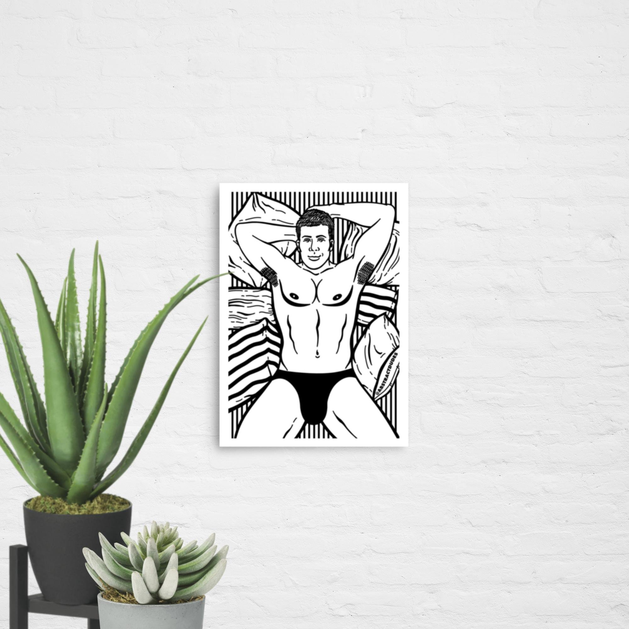 Dirty Pillows | Queer 5x7in Art Print, Small Poster, Male Illustration, Gay Wall Art, LGBTQ Art Prints