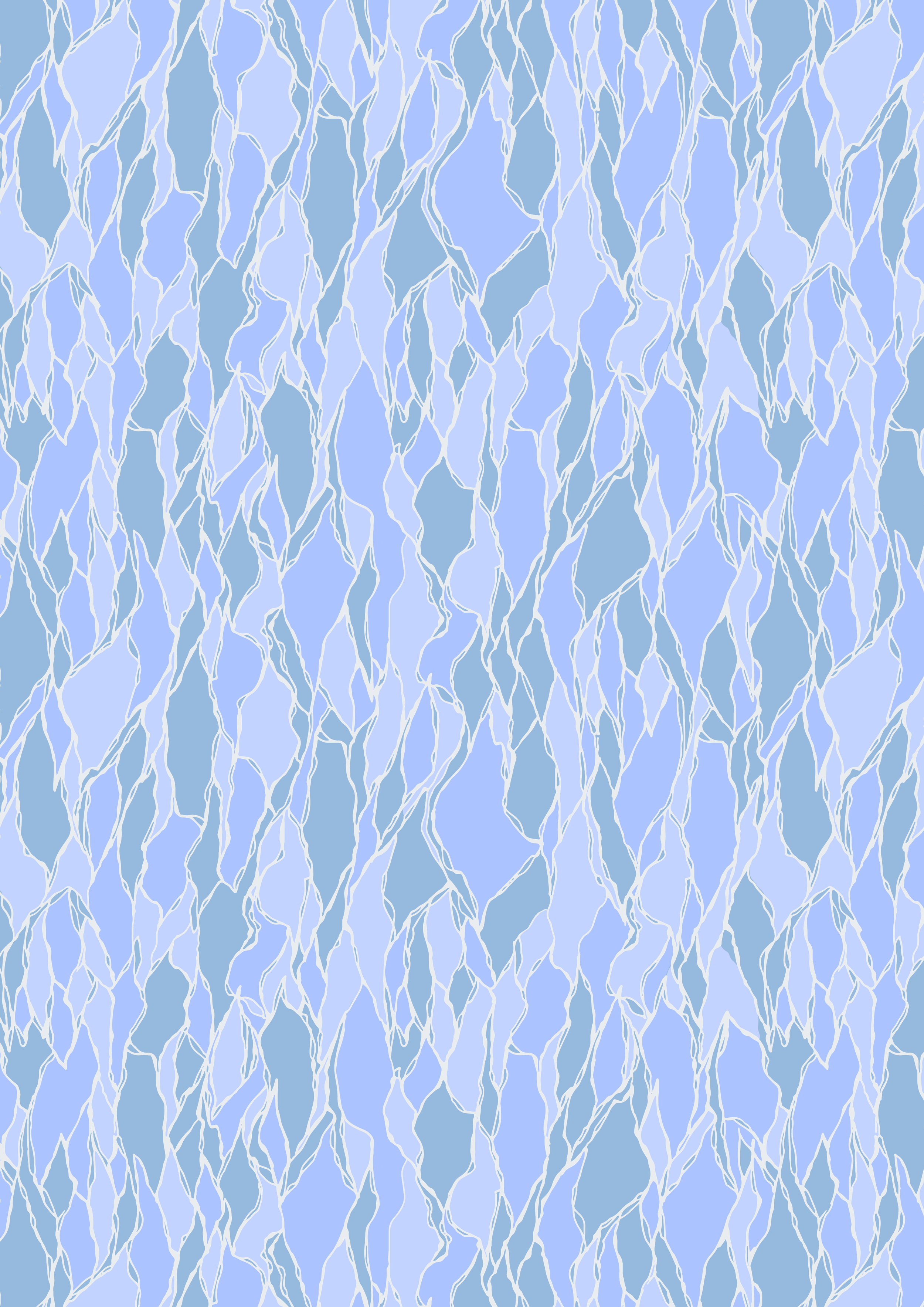 An abstract pattern of jagged, irregular blue and light purple shapes with white outlines.