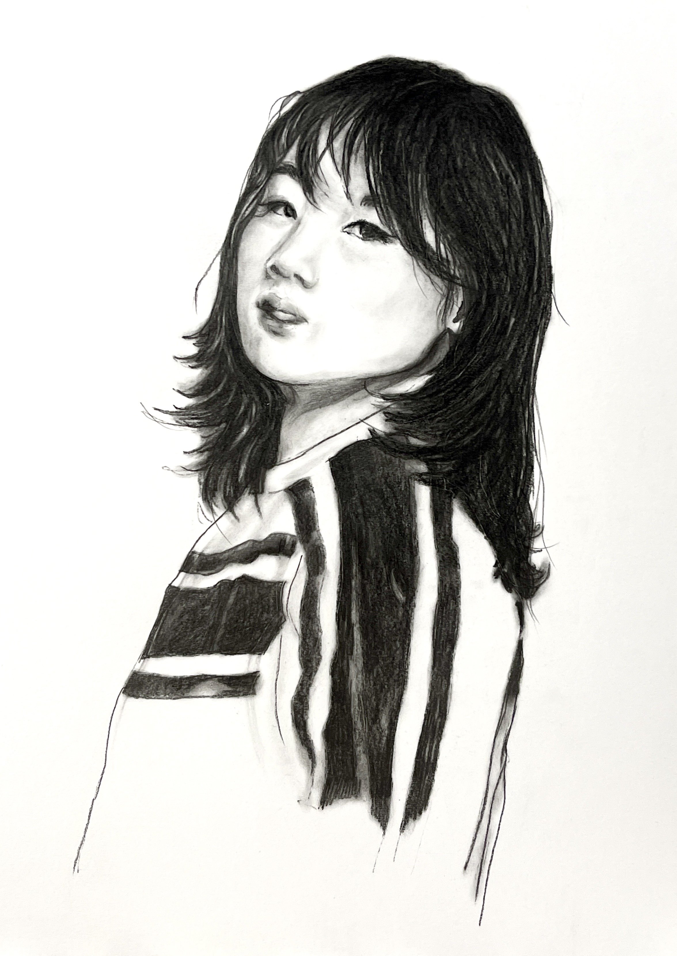 Helen on Broadway: Graphite on paper. Inspired by Maybe Happy Ending Broadway