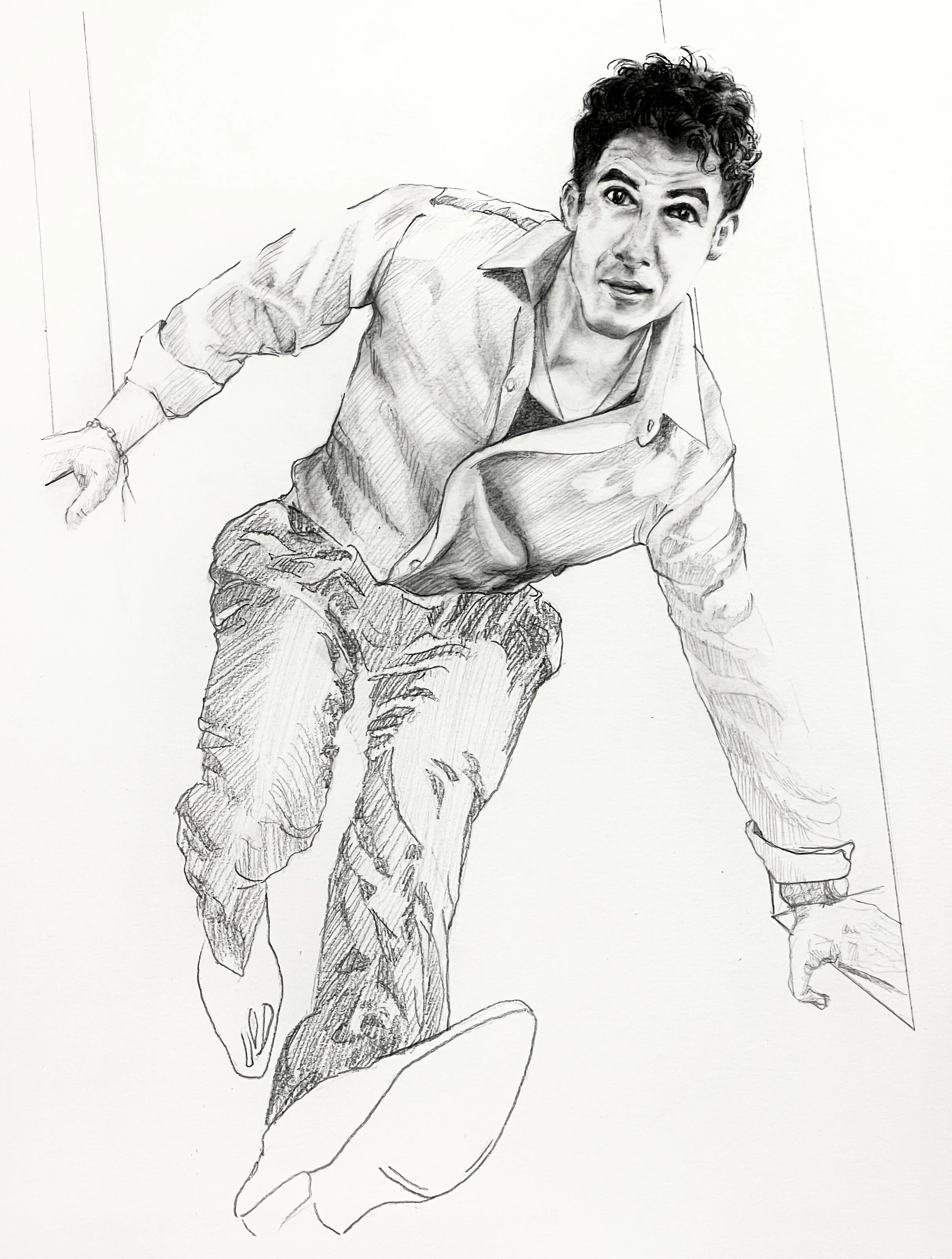 Darren on Broadway: Graphite on paper