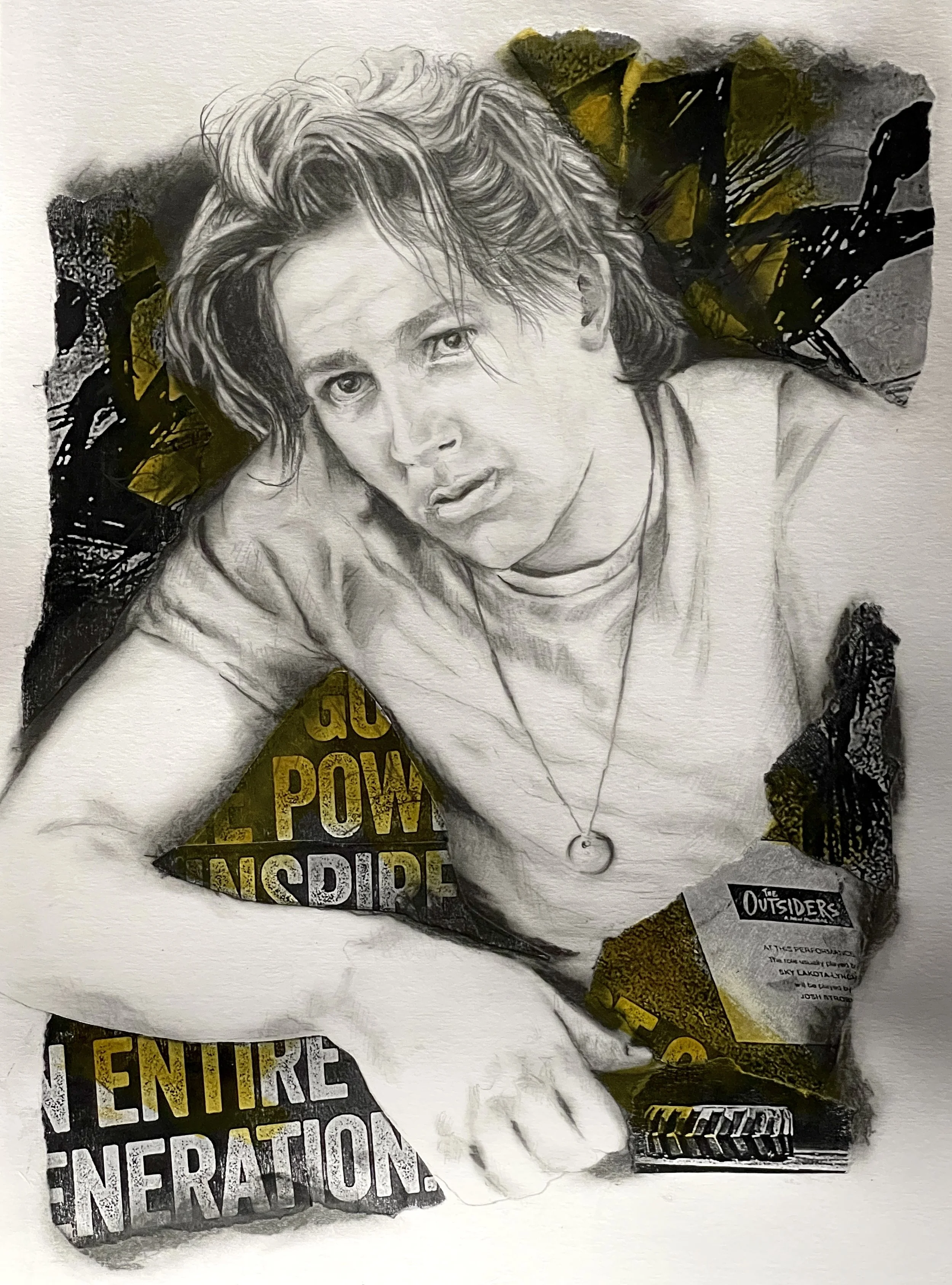 "Gold" - Mixed Media on papaer - Inspired by The Outsiders Broadway