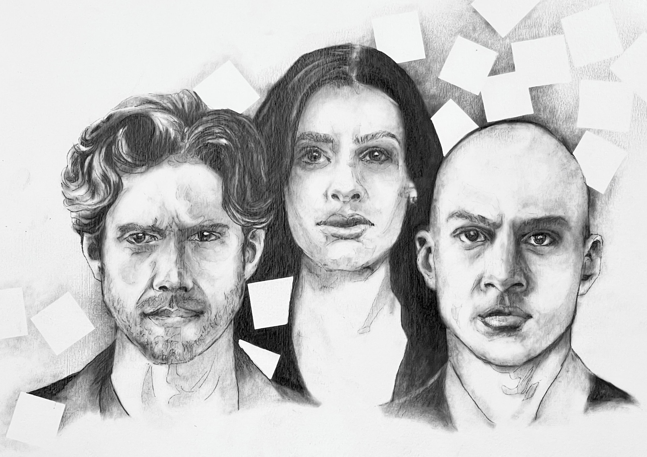 Chess on Broadway: Graphite on paper