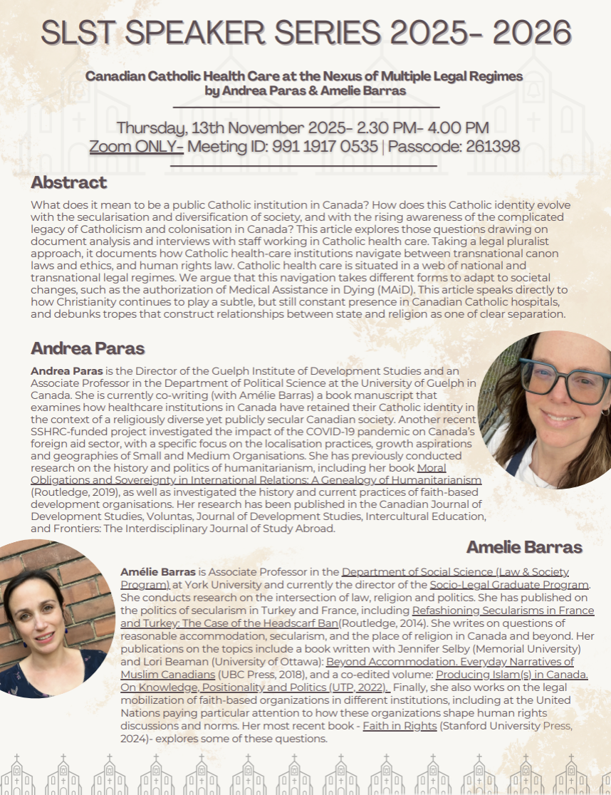 Politics of Catholic Hospitals in Canada- SLST Lecture Series 