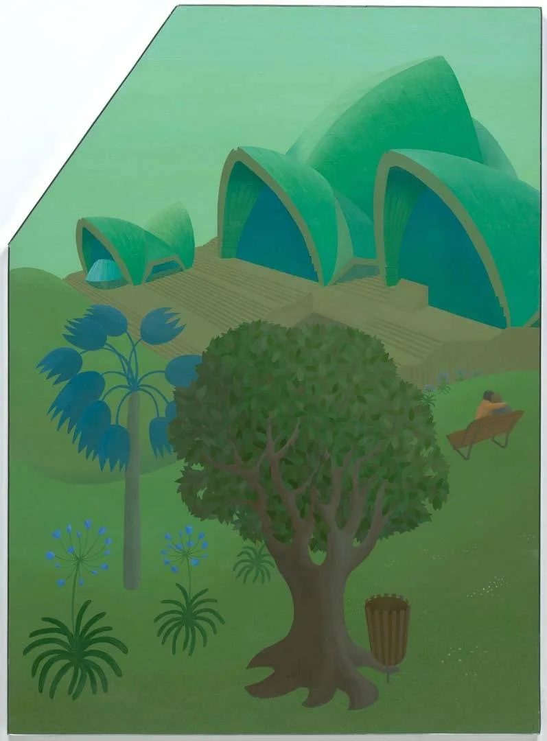   11th month: Opera House, Sydney (from 'Twelve months Australia' series)   1976 | oil on canvas | 122.5 x 89.7cm (irreg.) | Collection: QAGOMA, Brisbane  