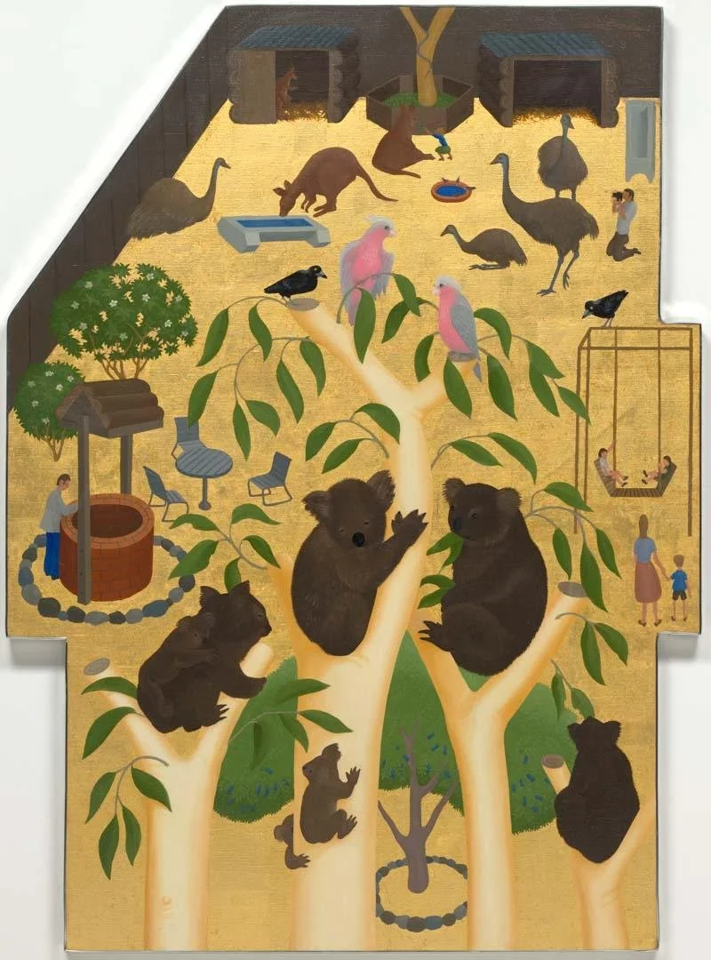   4th month: Sanctuary (from 'Twelve months Australia' series)   1975 | oil on canvas | 122.5 x 89.7cm (irreg.) | Collection: QAGOMA, Brisbane  