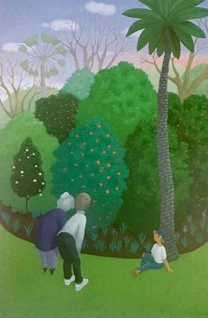  Camelias  1995 | oil on canvas | 88
  x 62 cm | One of 54 painting sequence 'A garden for all seasons'. Collection: Elisabeth Murdoch, long term loan to National Trust c2004, long term loan to Austin Hospital, Melbourne, 2012