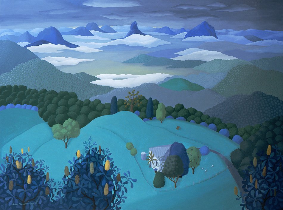  Aerial view, Glasshouse Mountains  2007 | oil on canvas | 91.5 x 121.5 cm | Collection: National Museum for Women in the Arts, Washington, USA  