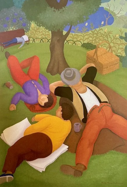  The morning after (apologies to Bruegel)   1997 | oil on canvas |88 x 62 cm | One of 54 painting sequence 'A garden for all seasons'. Collection: Elisabeth Murdoch, long term loan to National Trust c2004, long term loan to Austin Hospital, Melbourne