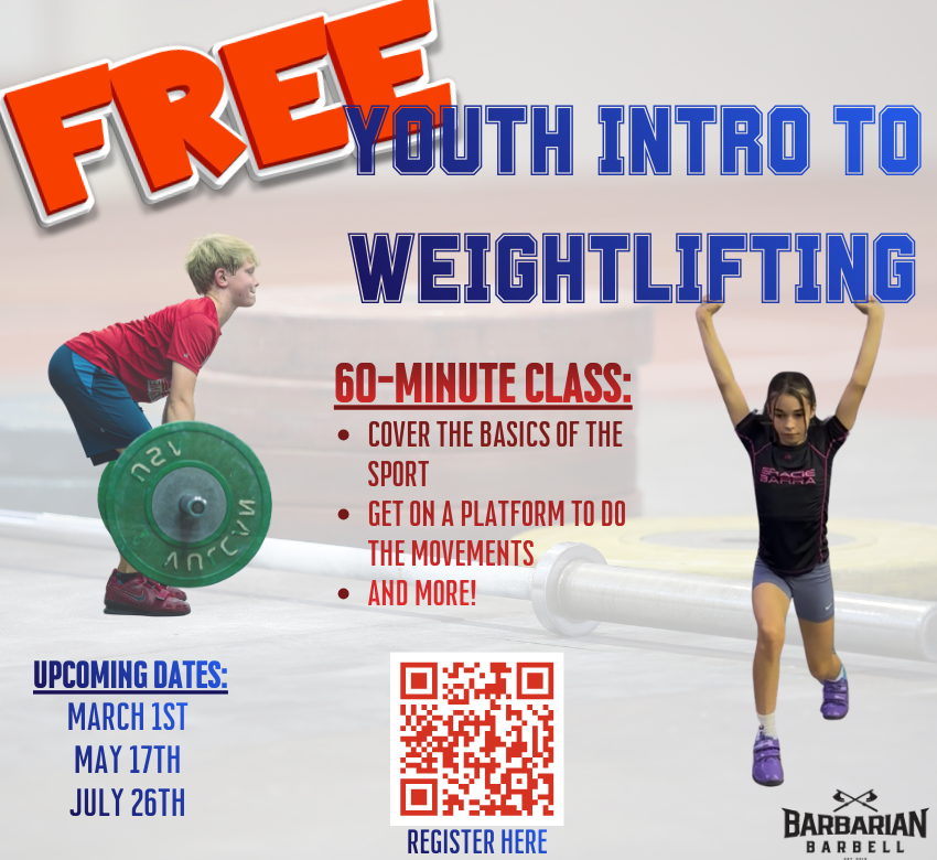 FREE Youth Intro to Weightlifting!