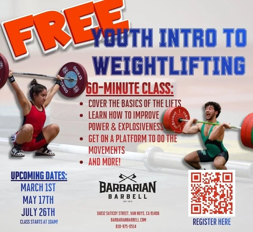 FREE Youth Intro to Weightlifting! 