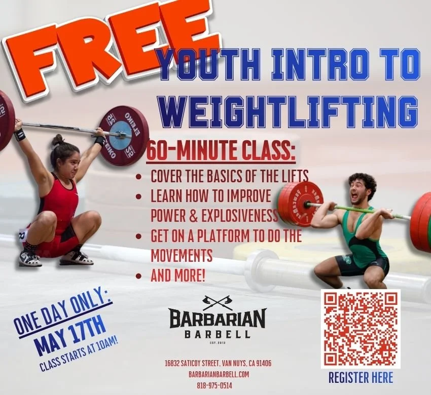 FREE Youth Intro to Weightlifting! 