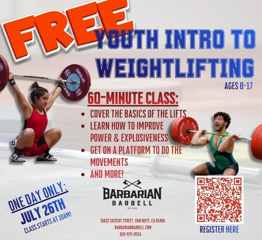 FREE Youth Intro to Weightlifting! 